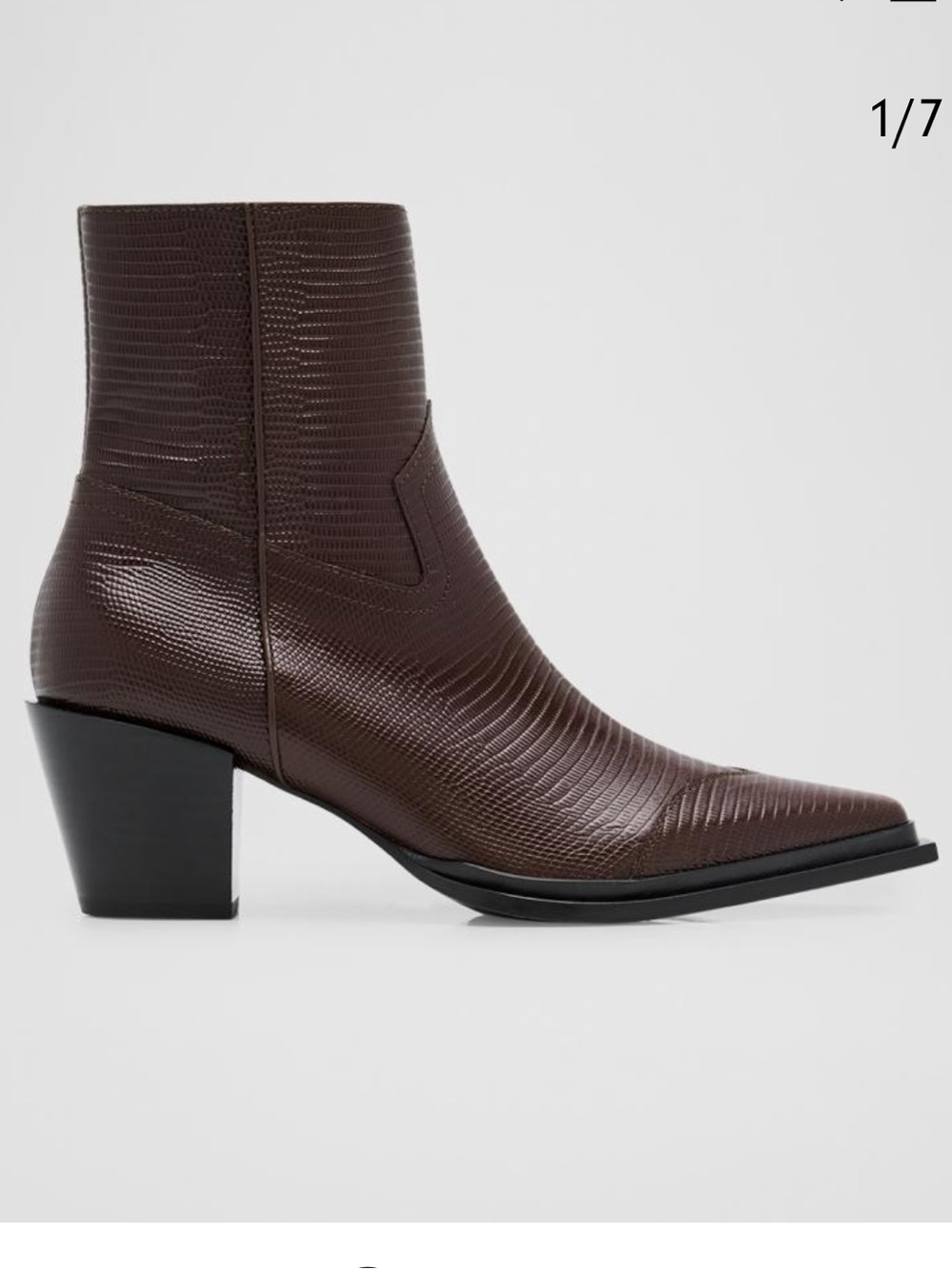 Jimmy Choo Brown Lizard-Embossed Pointed-Toe Ankle Boots - Picture 6 of 13